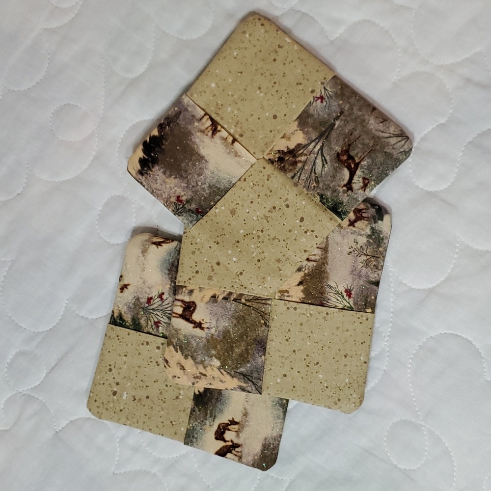Handmade Fabric Coasters, Set of 3